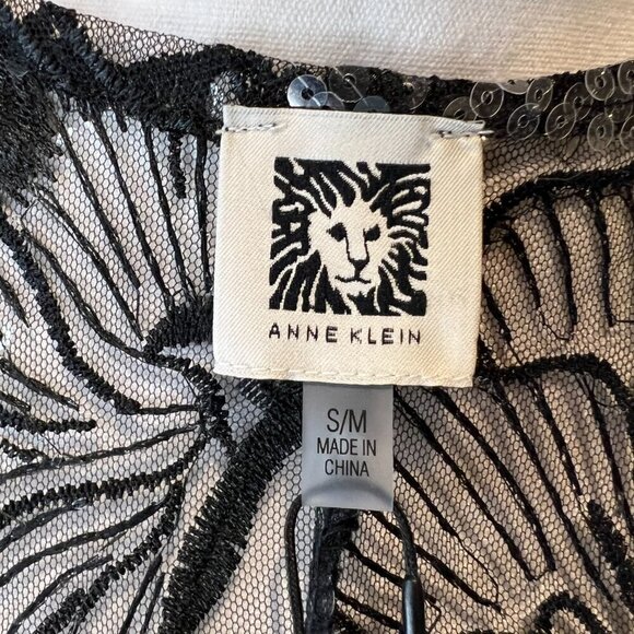 NWT Anne Klein Black Oversized Sheer Cardigan with Sequins, Size S/M - Picture 14 of 16